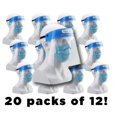 Case - Plastic Face Shields - 20 Packs of 12-Western Mask and Protective Equipment Inc